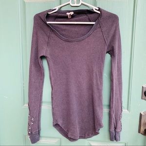Free people long sleeve grey embroidered medium